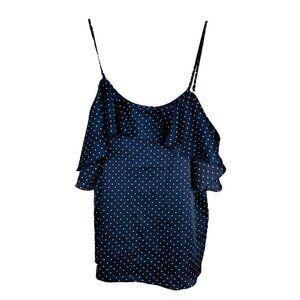 Victoria’s Secret Size Small Navy Polka Dot Top Flutter Off Shoulder Ruffle